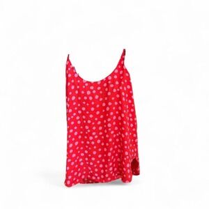LOFT Red Pink Polka Dot Sleeveless Tank Top Medium – Lightweight Summer Blouse